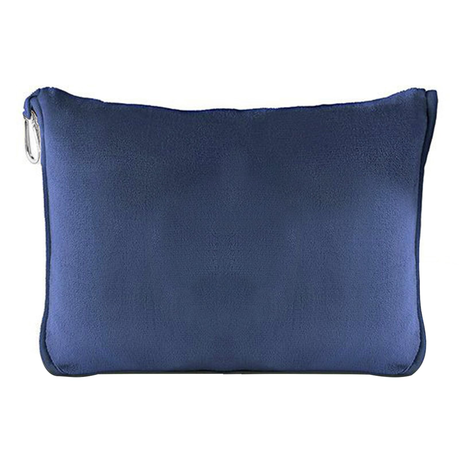 Juego de Manta y Almohada de Viaje 2 en 1, Manta de Avión 60x50 Pulgadas Suave y Cálida, Portátil con Máscara y Tapones para los Oídos, Avión, Coche, Camping o Regalo (Azul Marino)
