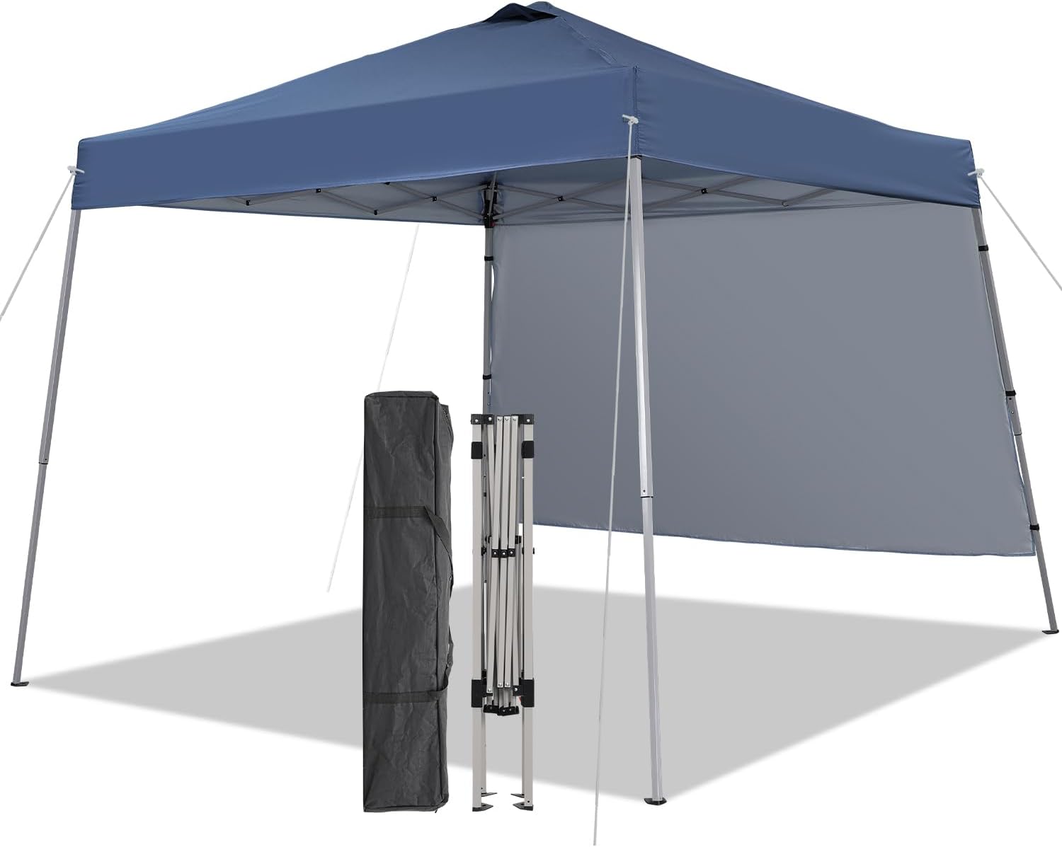 10X10 Pop Up Canopy, Slant Legs Instant Outdoor Canopy Tent with 1 Sidewall, Portable Patio Garden Deck Gazebo Shelter - 10x10 Base 8x8 Top