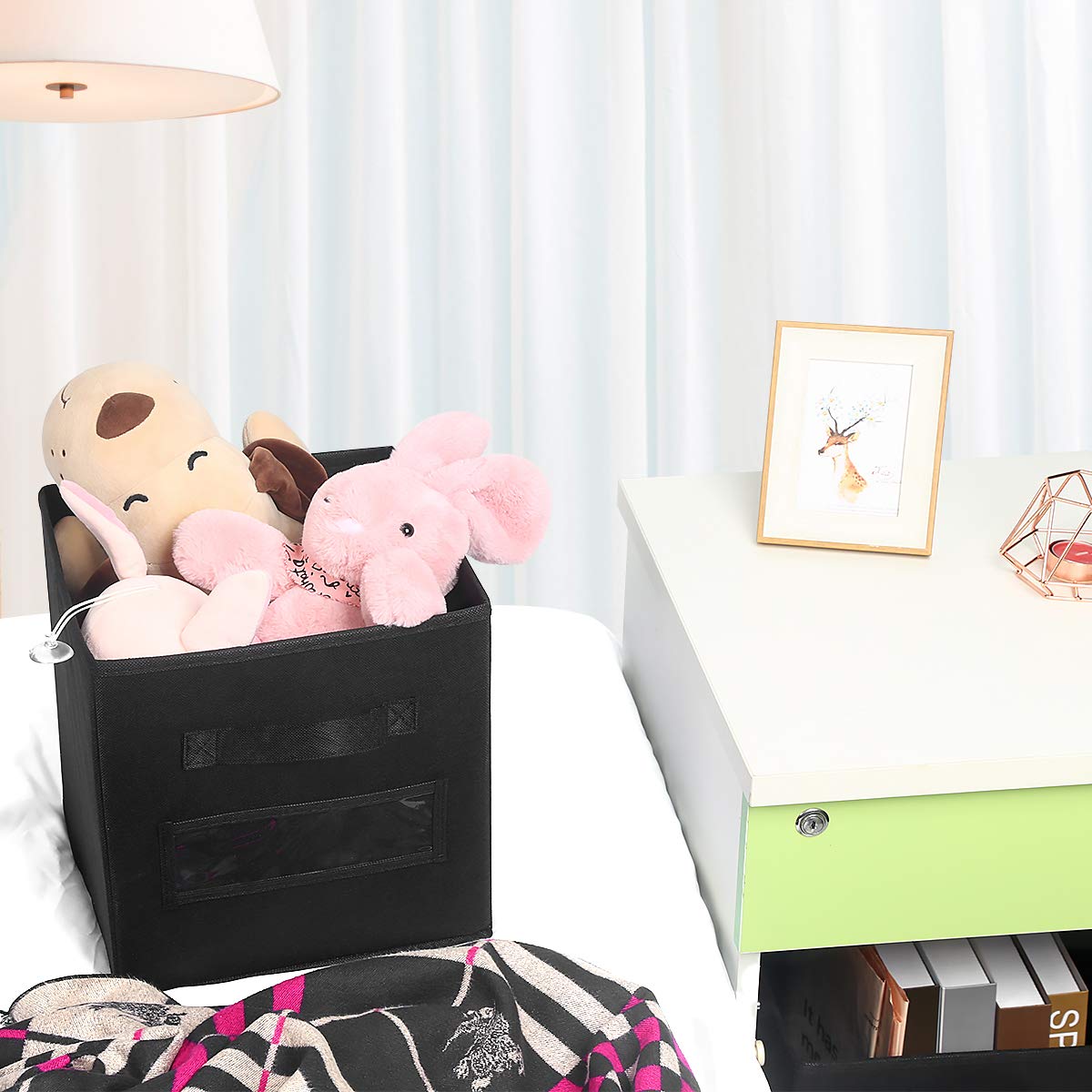 TomCare 8Pack Storage Cubes Foldable Fabric Cube Storage Bins with 10 Label Window Cards Cloth