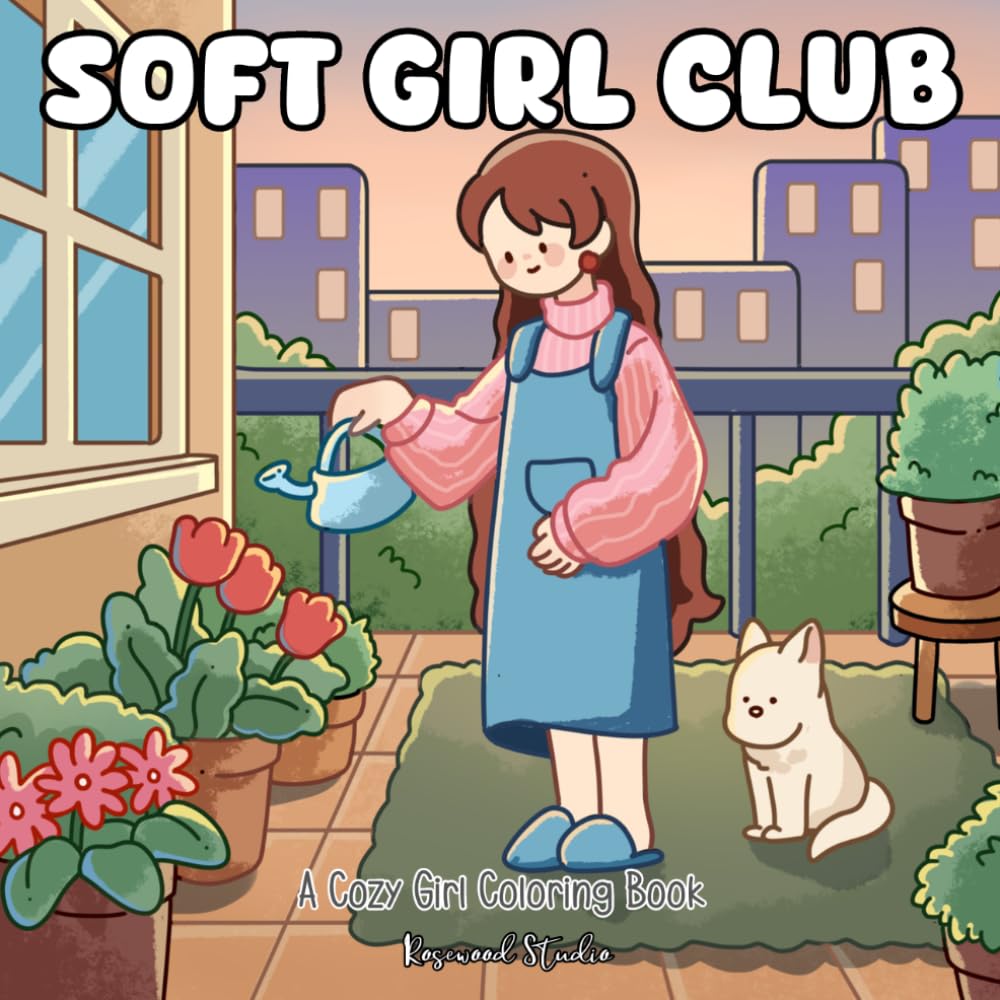 Soft Girl Club: A Cozy Girl Coloring Book Cute Everyday Moments, Cozy Homes and Relaxing Self-Care Scenes to Color