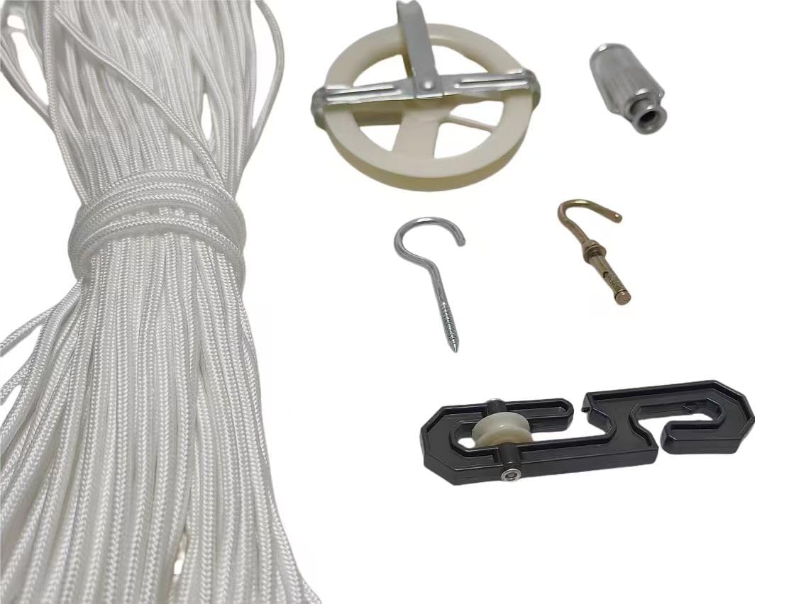 Wäscheleine für den Außenbereich, 12,7 cm Nylon-Wäscheleinen-Set, 45,7 m Outdoor-Wäscheleine, Wäscheleine, S-Spreizer, Haken und Wäscheleinenspanner