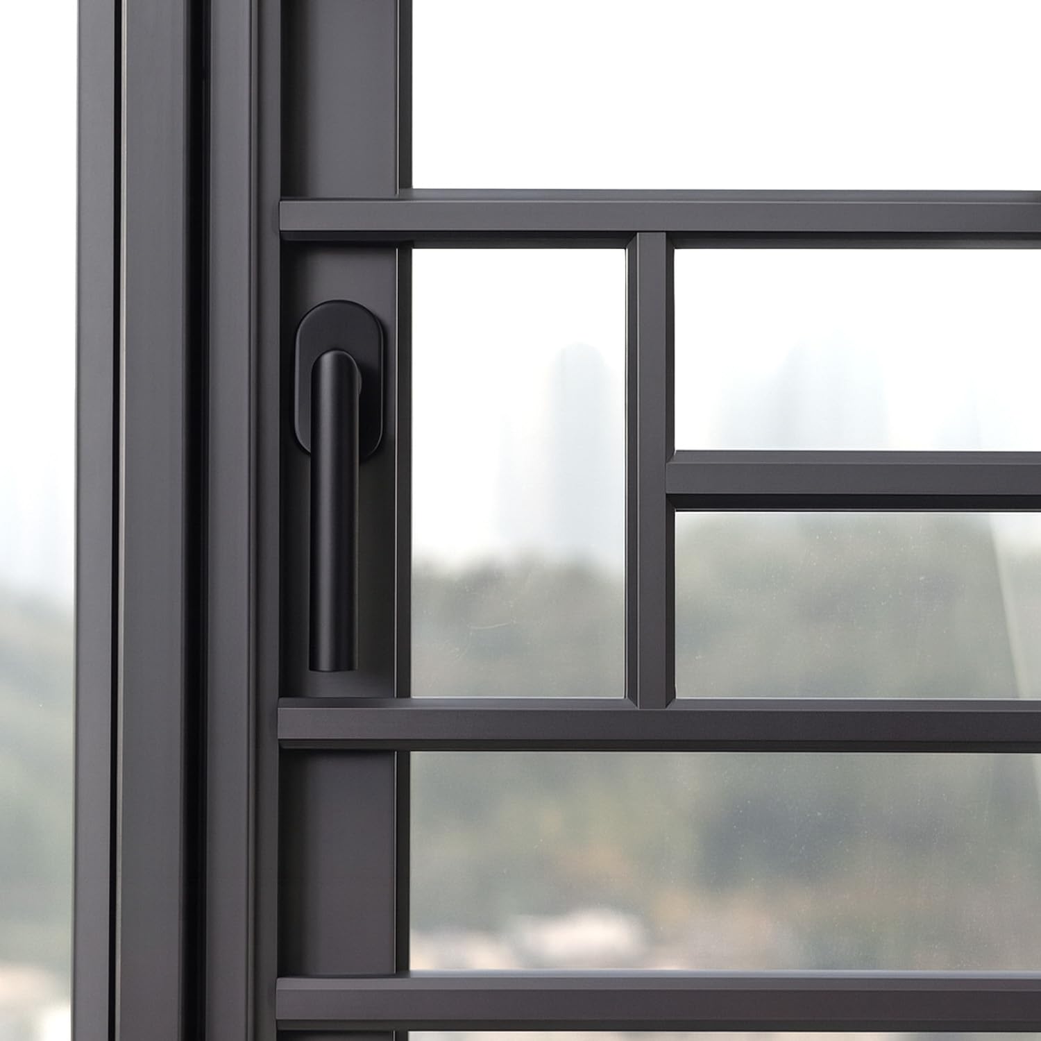 Stahlia Fenstergriff Schwarz - matt Edelstahl (8 Stück) Fensterolive Rasterolive Fensterbeschlag Fenstergarnitur Edelstahl Balkontürgriff Innen inkl. Befestigungsmaterial