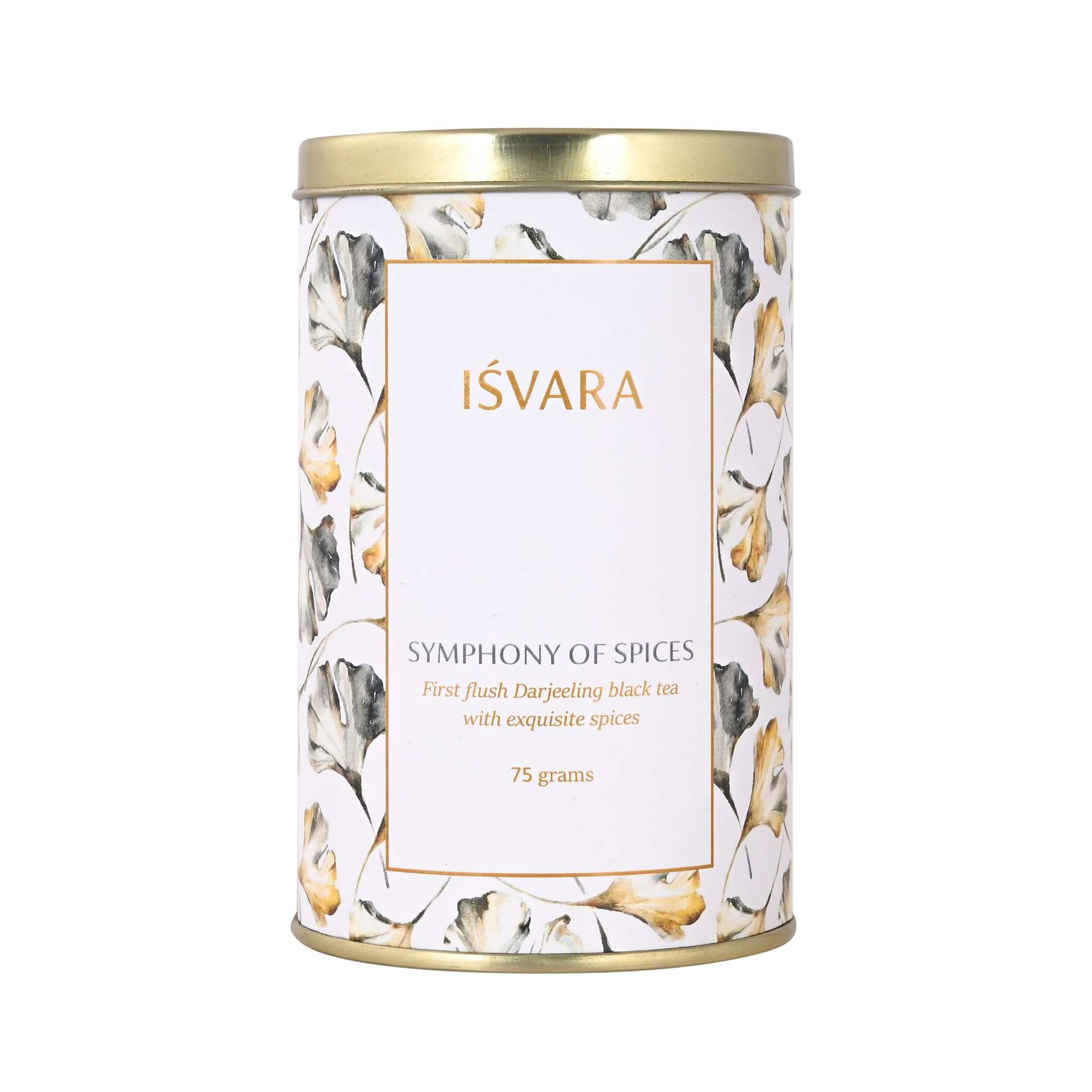 ISVARA, Spiced Black Tea - Symphony of Spices, Pure herbal blend – Darjeeling Tea, Cinnamon, Cardamom, Cloves, Black Pepper, Star Anise | Good for Skin, Digestion| tin caddy, 75g