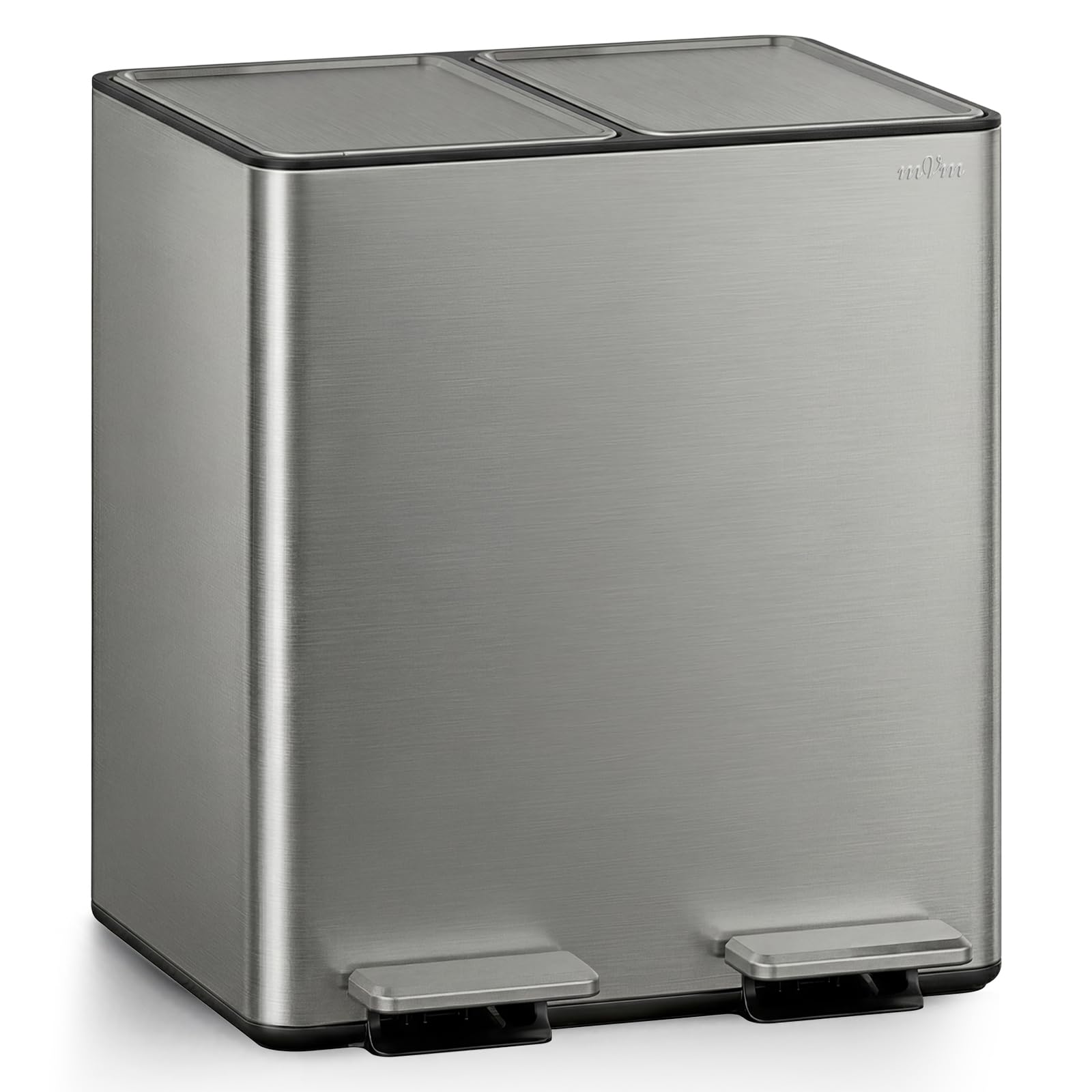 mVm Mülleimer Küche,30 Liter Treteimer,2 x 15 Liter Treteimer, 2 Fächer, Mülltrennsystem, Abfalleimer Küche mit Inneneimer aus Kunststoff,Metall,Klappdeckel, Softclose, Luftdicht