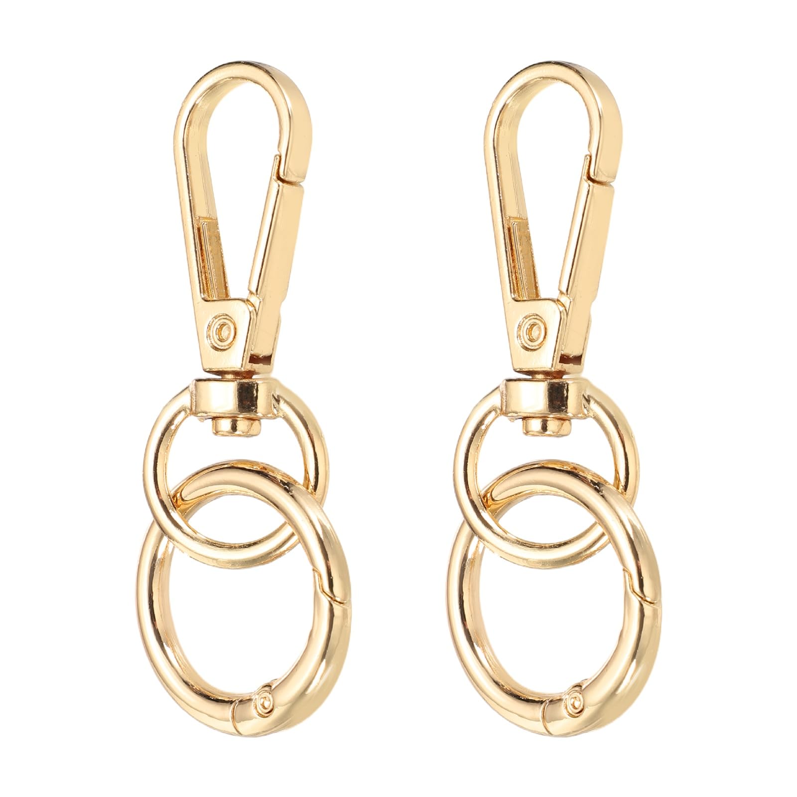 sourcing map 2Pcs Swivel Clasp Clip, 2.4" Snap Hook with O Spring Ring Metal Double Opening Key Chain Clip Lobster Claw Clasps for DIY Crafts Bags Jewelry Lanyards, Light Gold