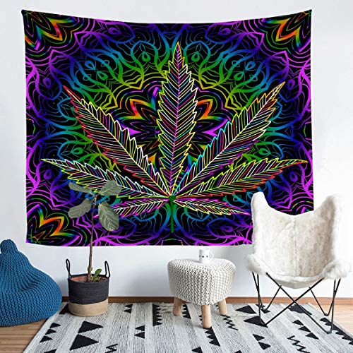 Feuilles de cannabis tapisserie murale colorée pour déco chambre homme et adulte moderne