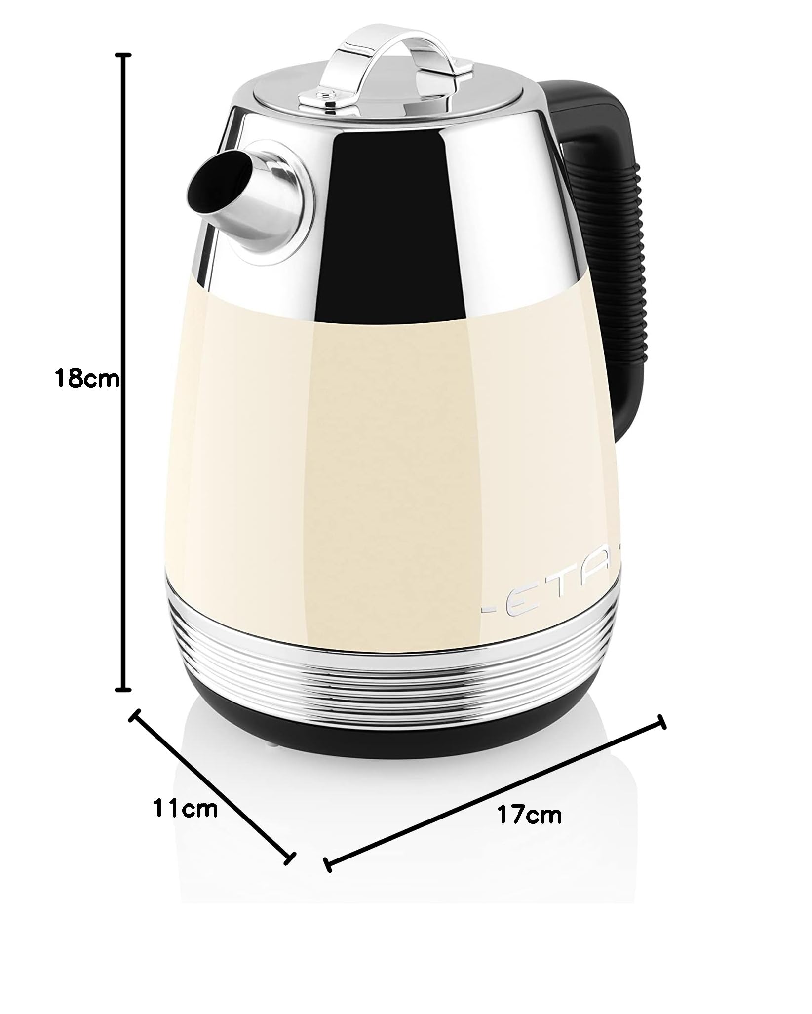 Bollitore Storio I 2200 W I 1,7 L I Indicatore del livello dell'acqua I Spegnimento automatico I Chiusura di sicurezza I Connettore Centrale STRIX I Filtro Filtro a schermo I Beige