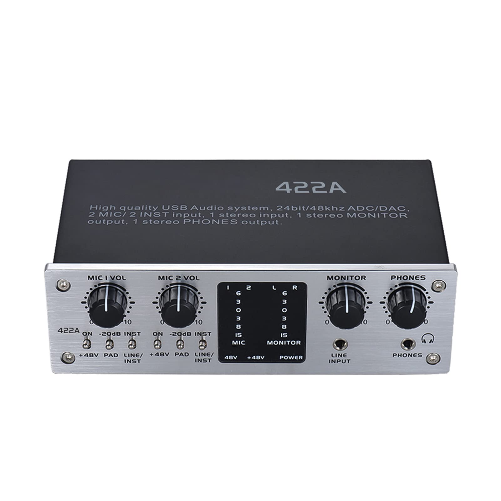 422A 4-Channel USB o System Interface External Sound Card +48V Phantom Power DC 5V Power Supply for Computer Smar Hone with USB Cable-POOWE-image-17