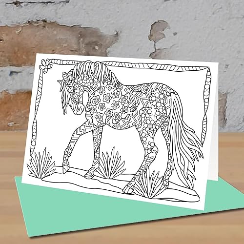 Miniatura 7 de Art Eclect Tarjetas de felicitación y agradecimiento para colorear de la naturaleza diseños de animales de vida silvestre Zentangle 10 tarjetas con