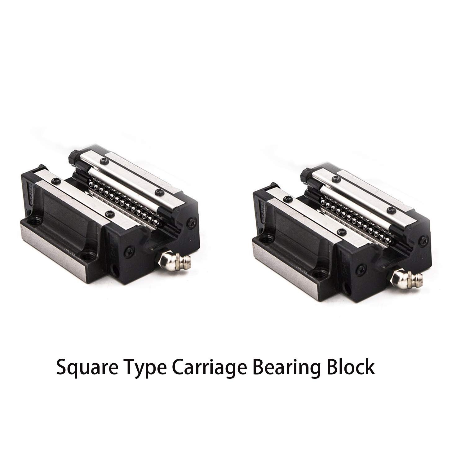 SenTECH Linear Rail/Guide Rod HSR15 Length Approx.2500mm/98.43inch Linear Guideway Rail + Square Type Carriage Bearing Block HSR15CA x 2 Pcs, for DIY CNC Routers Lathes Mills