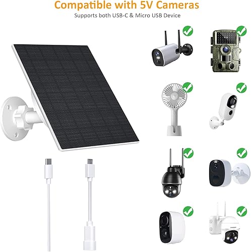 Miniatura 3 de Zivif Panel solar de 10 W para cámaras de seguridad y sendero, batería incorporada de 10400 mAh, cargador solar para exteriores de 5 V con cable