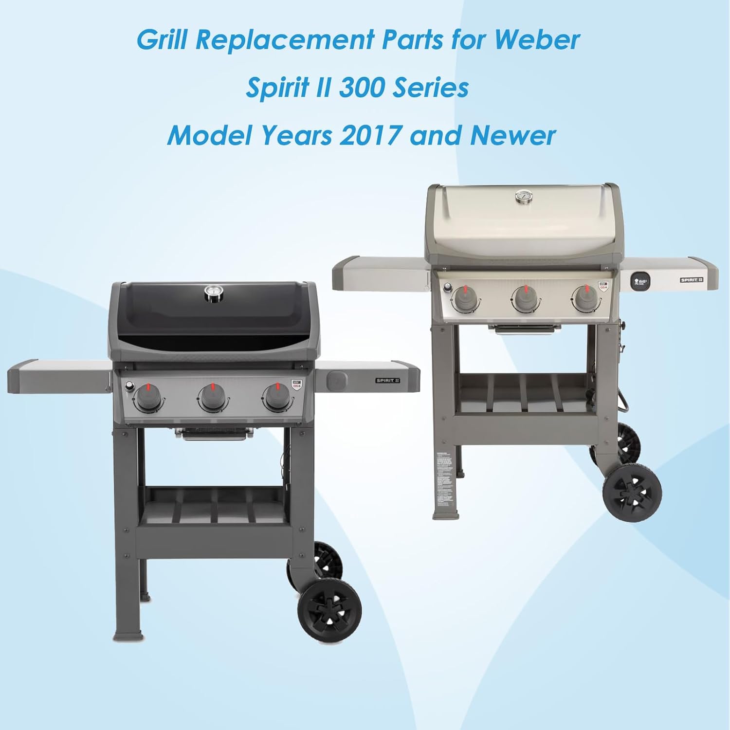 Grill Parts for Weber Spirit II, 7526 7527 7638 17.5" Grill Grates, 7636 67046 Flavorizer Bars, 69787 Burner & 67060 Heat Deflector for Weber Spirit 2 Grill Parts, for Weber Spirit E310 E320