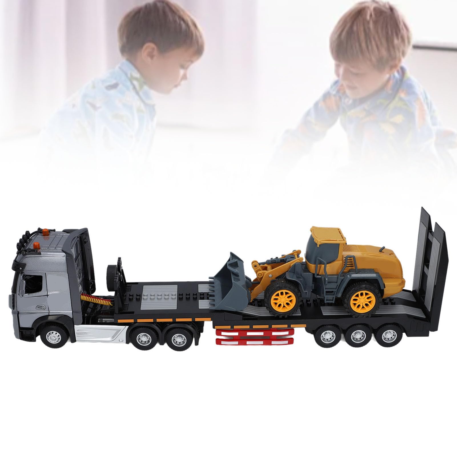 Hidyliu Camión de Transporte de Aleación para Niños, Juguete con Música, Vehículo Divertido para Niños, 47x7,5 Cm, 1 Unidad