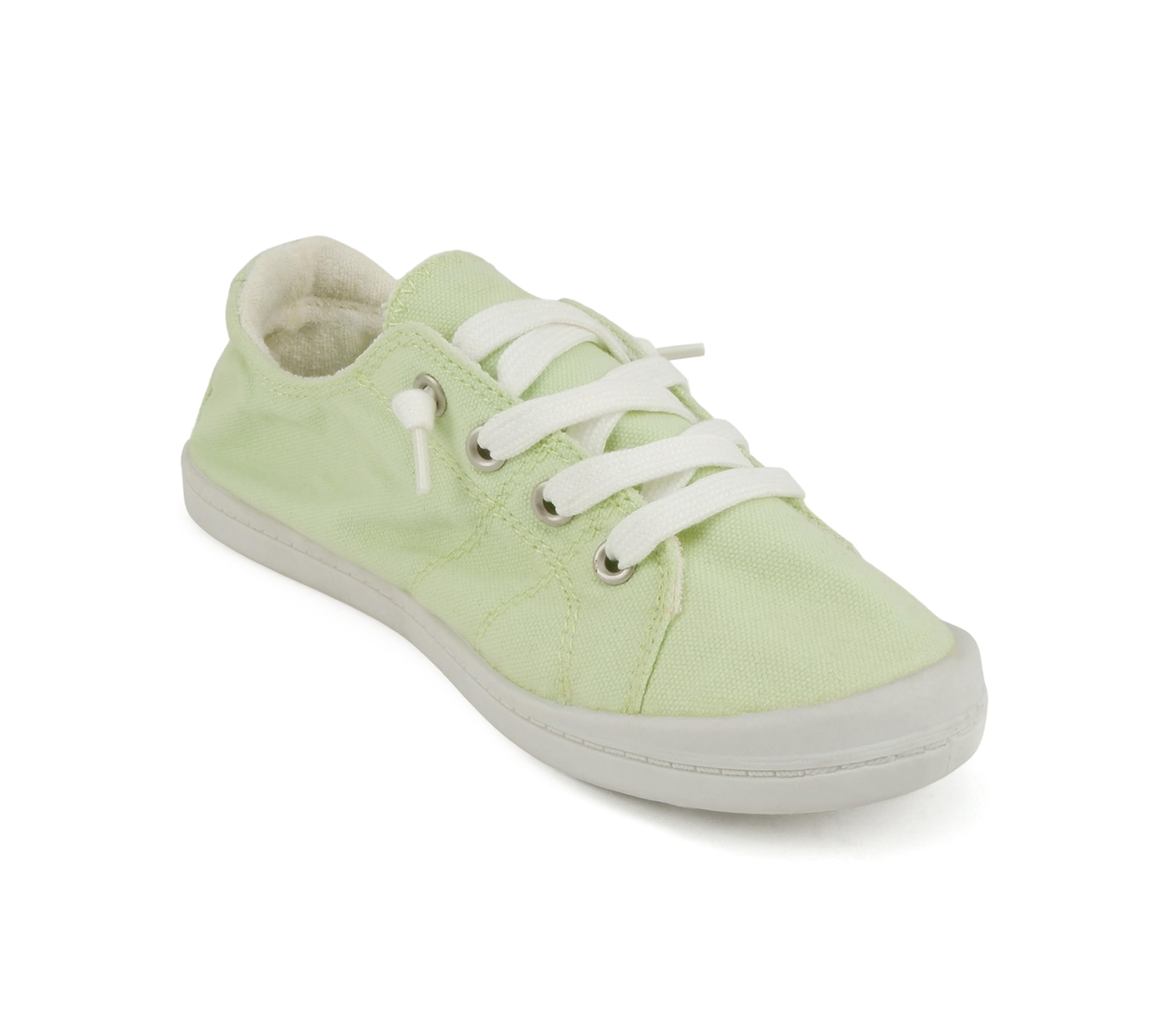 Soda Zapatos planos de las mujeres de la lona del lino del resbalón en las zapatillas de deporte del cordón hasta los holgazanes, Algodón menta, 36 EU
