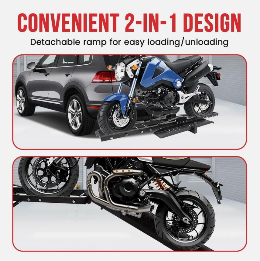 500lbs Hitch-Mount Motorcycle Carrier Hitch Mount Rack Dirt Bike Hitch Truck 75"