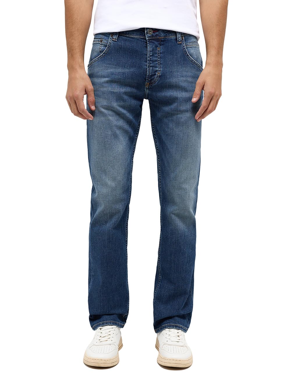 Mustang Michigan Straight Herren Jeans Grau Light Scratched Used mit Knopfverschluss