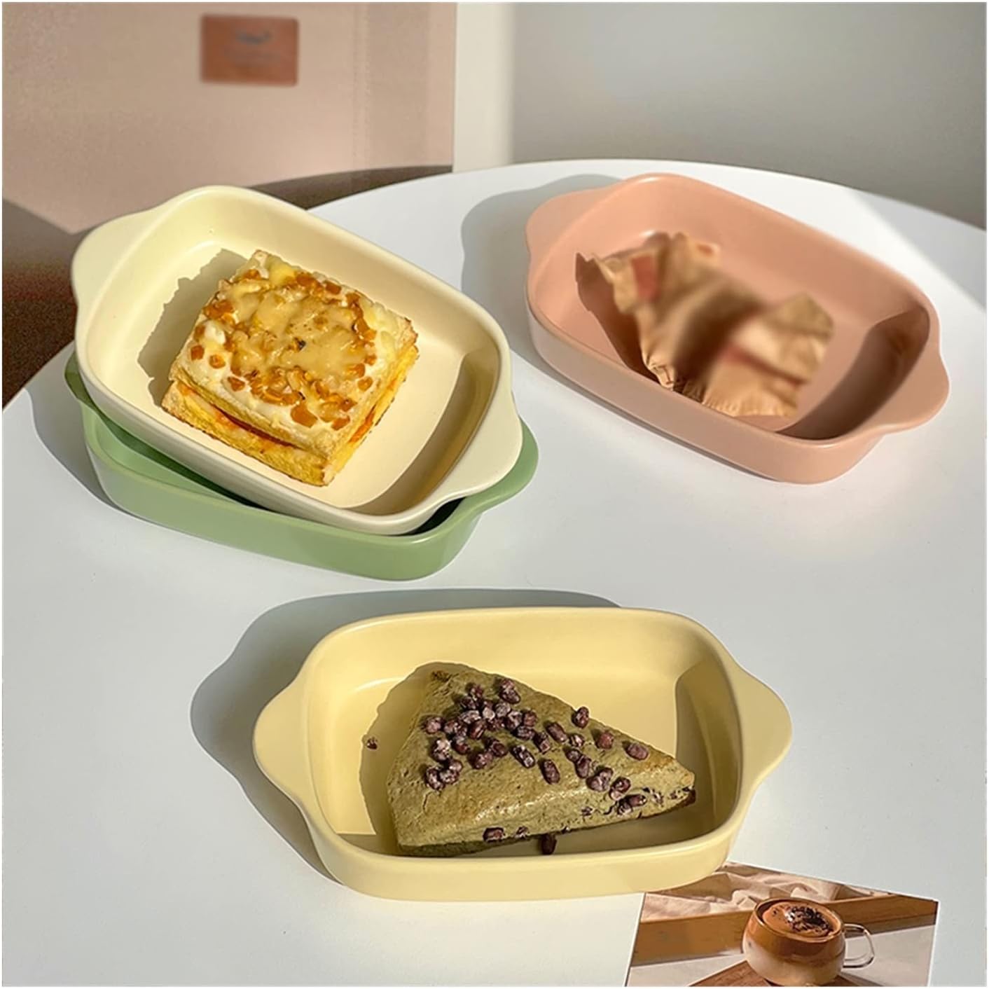 Baking Dish Cream-colored Baking Dish Ceramic Small Baking Dish Home Oven Baking Dish Rectangular Amphora Baking Bowl Solid Color Baking Dish Lasagna Pans (Color : 001)