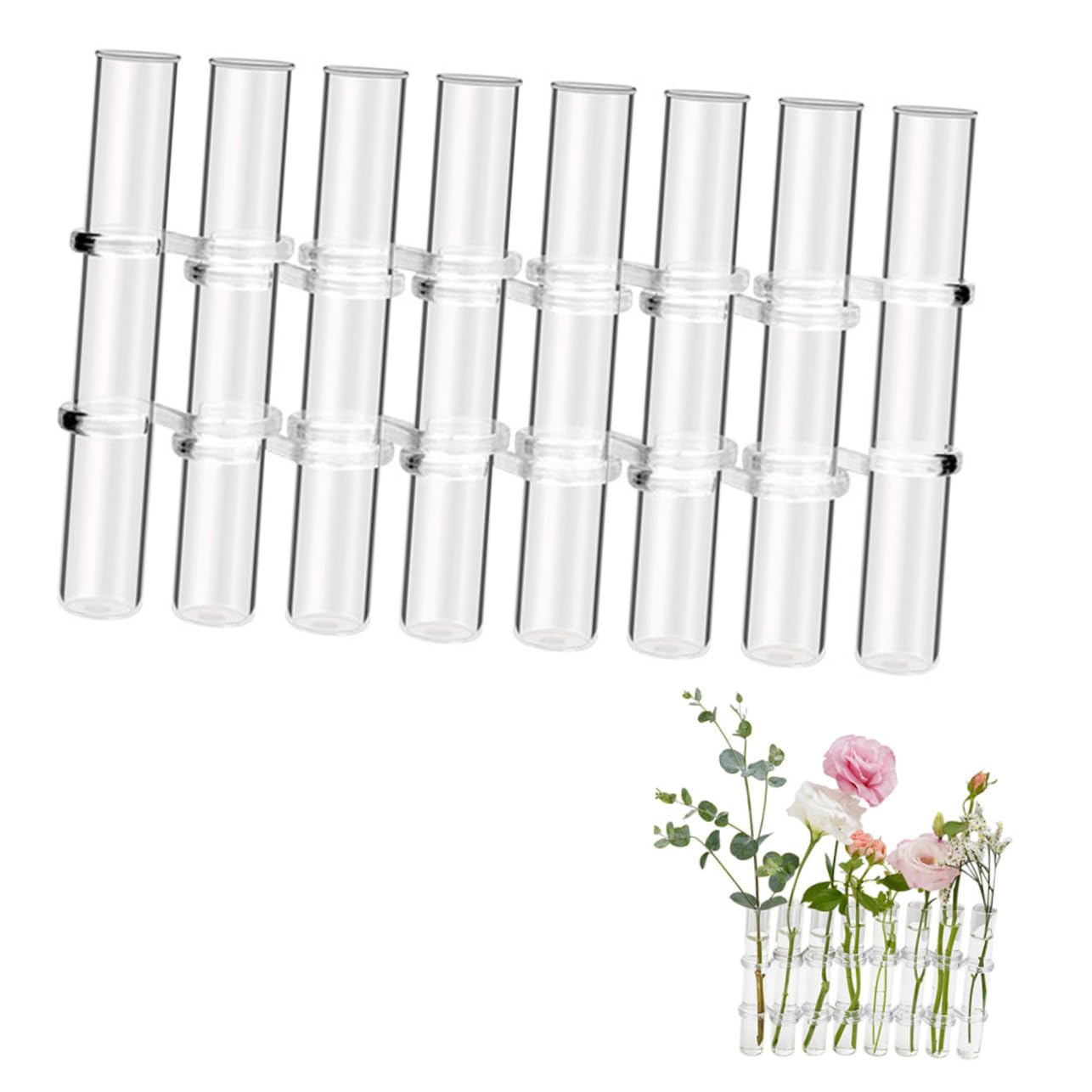 ABOOFAN Propagation Tubes Verre pour Plantes Intérieur Vase de Culture Hydroponique avec Support Lot de Grands Tubes avec Brosse Décor de Bureau et Maison Polyvalent