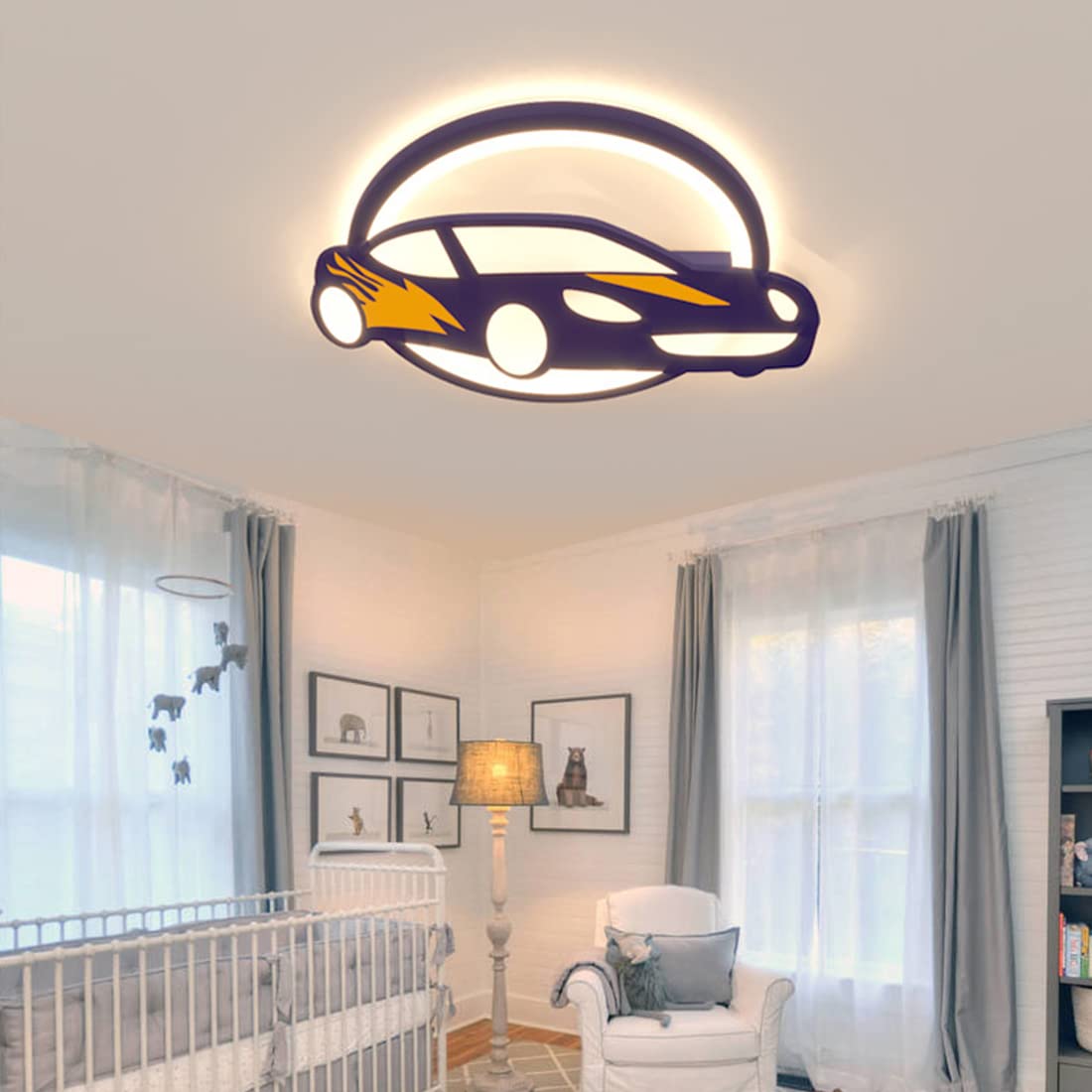 dimmable plafonnier led lampe de enfants 50cm ronde aBleu lustre avec télécommande chambre d'enfant chambre à coucher salle de séjour salle à manger bureau lumière voiture stylisme moderne éclairage