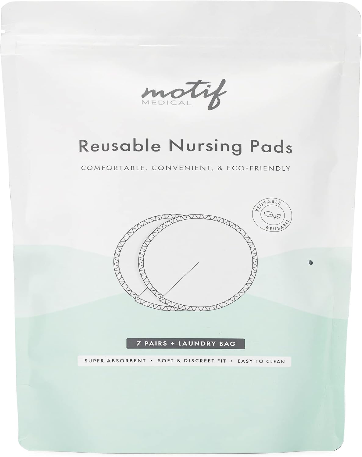 Motif Medical Reusable Nursing Pads, Leak Protection, Machine Washable, 7 Pairs