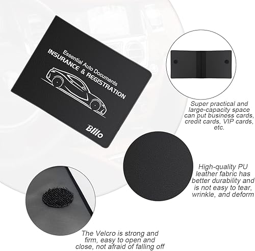 Miniatura 3 de Blilo Soporte para tarjeta de seguro de registro de automóvil, guantera de vehículo, organizador de tarjetas, tarjeta, licencia de conducir,