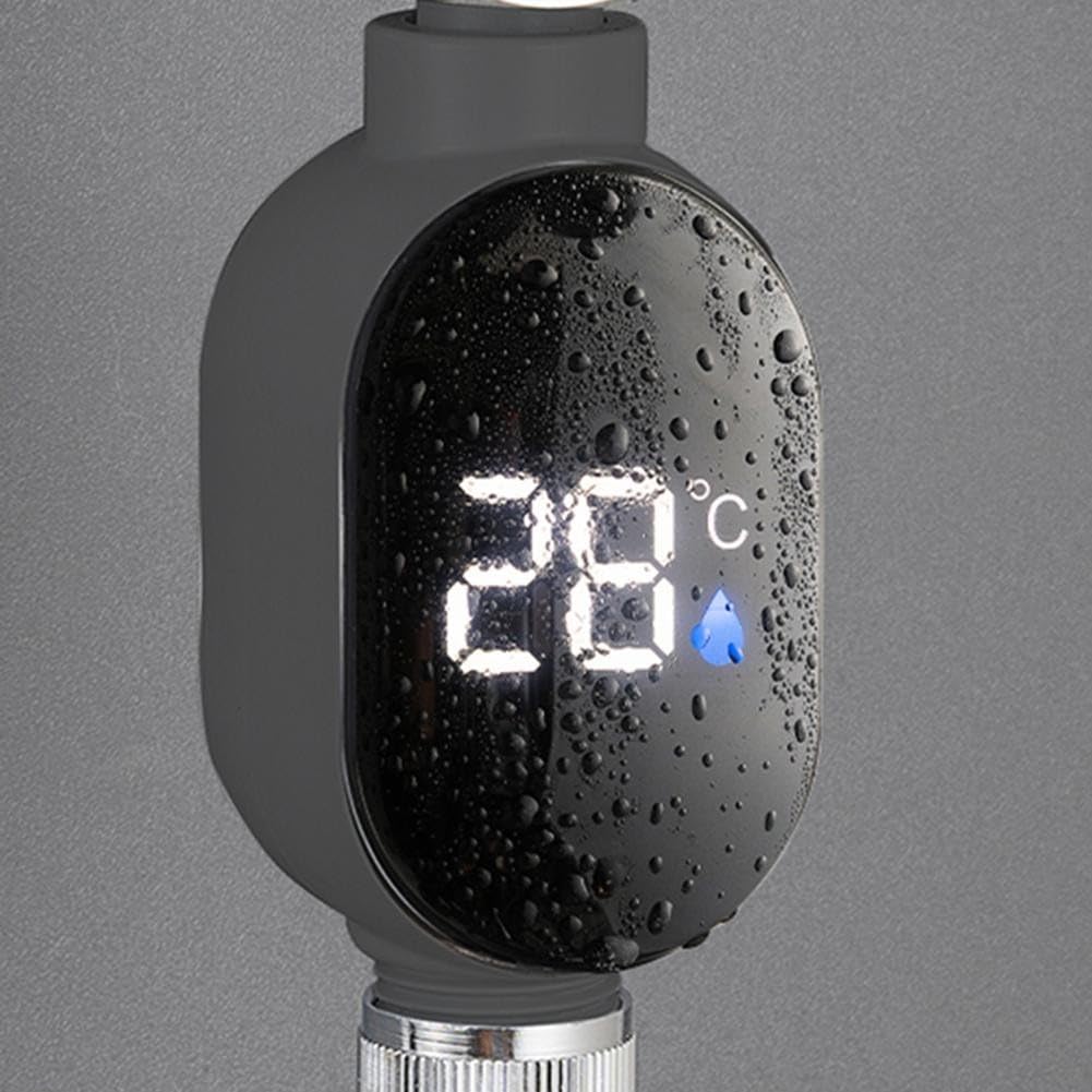 Termometro digitale da doccia con display della temperatura per rubinetto del bagno, impermeabile in acciaio inossidabile 304, gamma 0-99 °C, indicatore LED codificato a colori, 106 x 45 mm