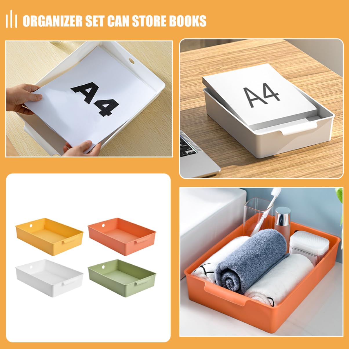 Angoily 4piezas Caja De Almacenamiento De Escritorio Para Organizar y Papelería Para Oficina y Aula Color Surtido