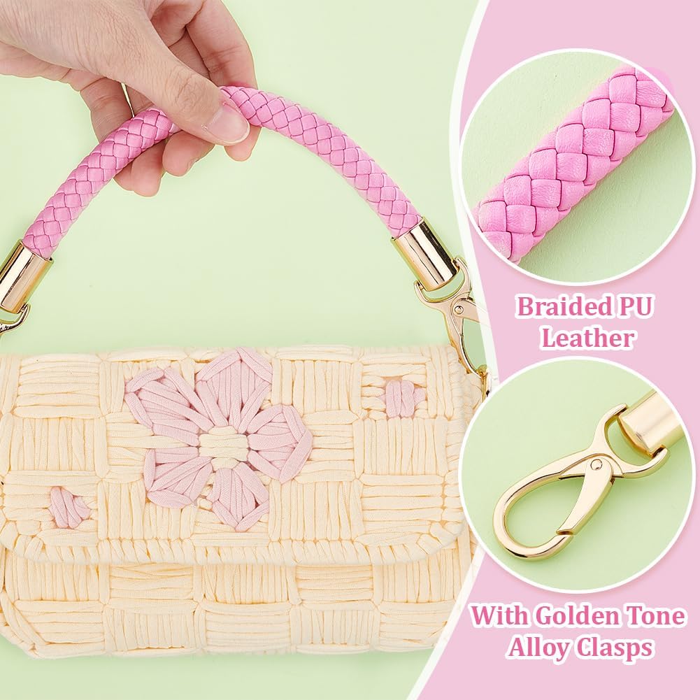 PH PandaHall Braided Purse Straps, Leather Bag Handles Short Handbag Strap for Underarm Bag Shoulder Bag Tote Crochet Bag - Image 3
