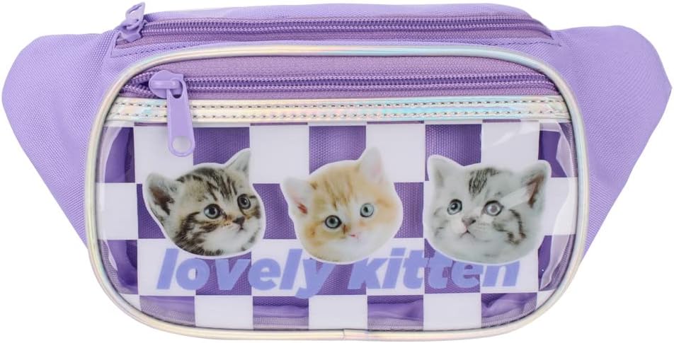 Waist Fanny Hip Pack Pouch Crossbody Waist Coin Purse Bag for Kids Children, Girls, Boys (Lovely Kitten)