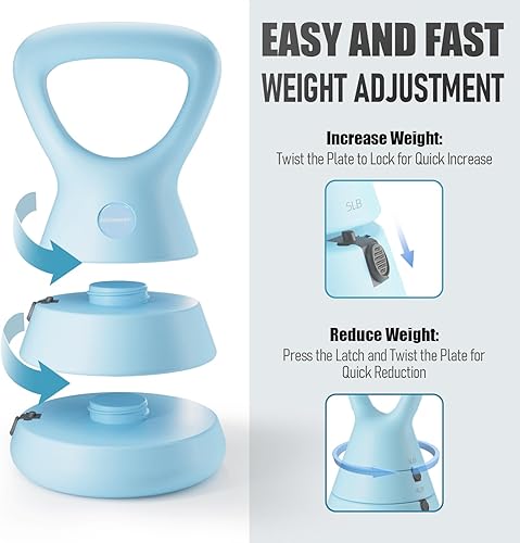 Miniatura 2 de EAST MOUNT Pesa rusa ajustable, juego de pesas rusas de 5 libras, 9 libras, 15 libras, diseño ergonómico y mango ancho para gimnasio en casa,