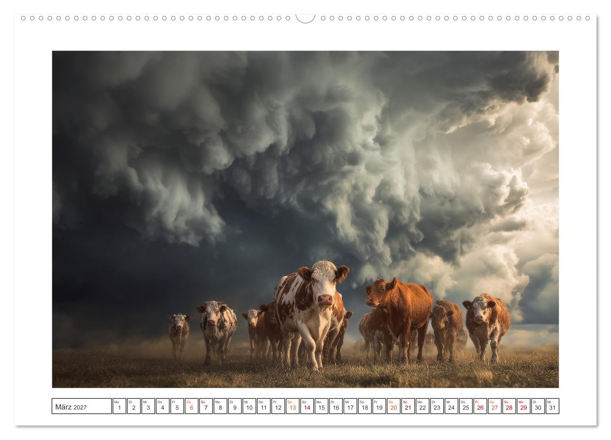 Die edle Kuh (hochwertiger Premium Wandkalender 2027 DIN A2 quer), Kunstdruck in Hochglanz: Dieser außergewöhnliche Kalender zeigt die Kuh als zeitloses Motiv barocker Kunst. (CALVENDO Tiere)
