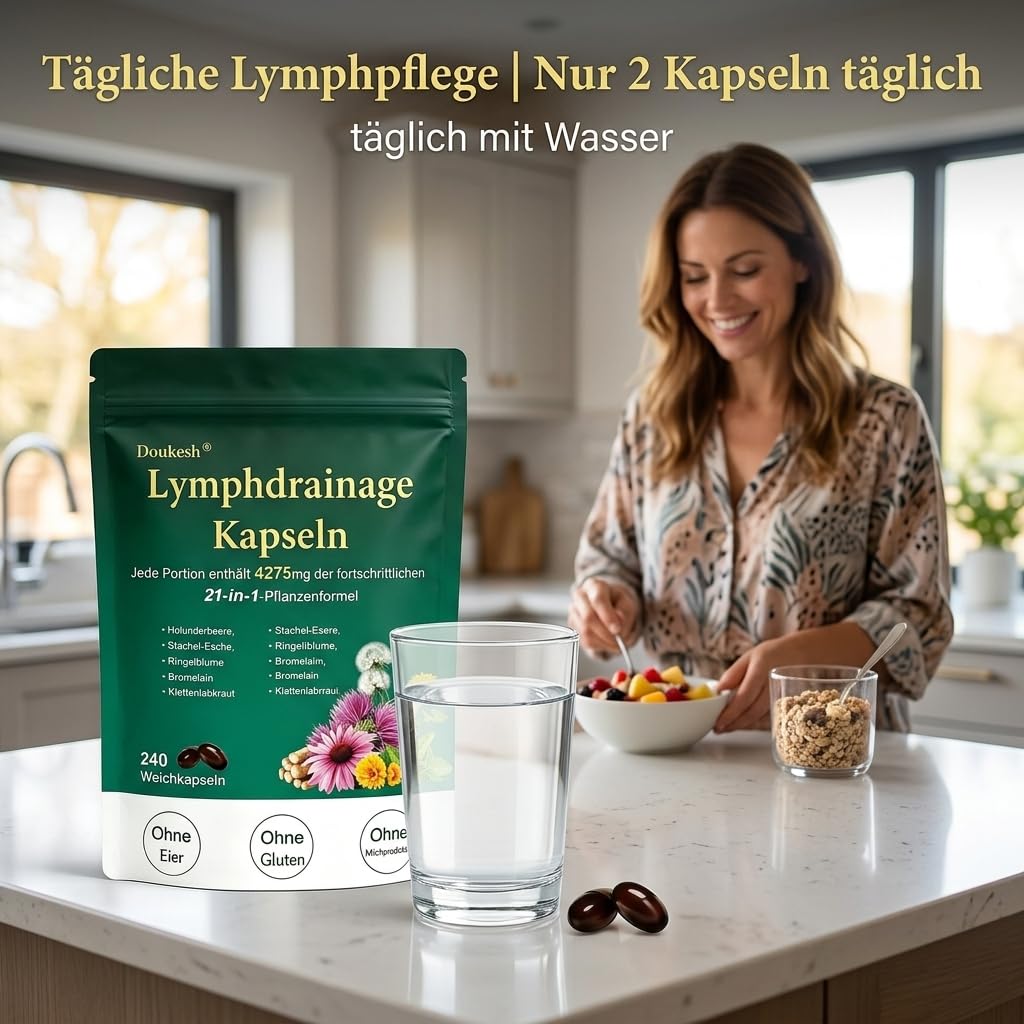 2 Beutel Lymphdrainage Kapseln 240 Tabletten Natürlich Lymphatic Drainage Kapseln No Gluten Kräutermischung für das Gleichgewicht des Lymphsystems