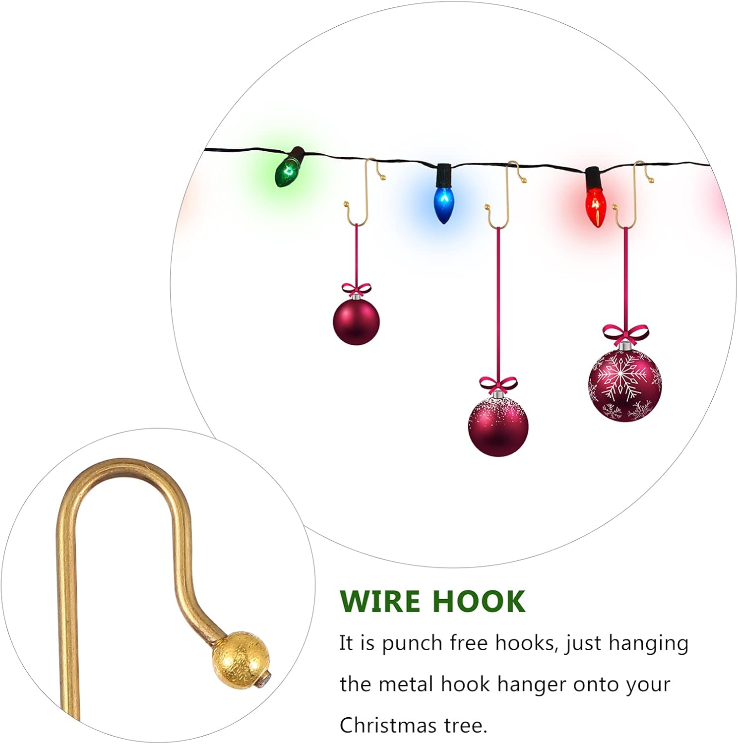 PRETYZOOM 50pcs Christmas Decoration Hook Wall Hooks for Hanging Hangers Door Hook Xmas Hanging Hook Decorative Hooks Decoration Hooks Christmas Ornament Hooks Iron Golden