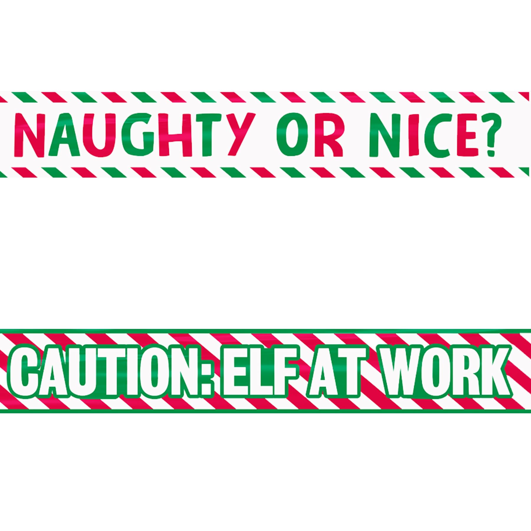 Widdle Gifts Multi Christmas Caution Tape 2 Pack Elf At Work And Naughty Or Nice 3 Metres Each 5367