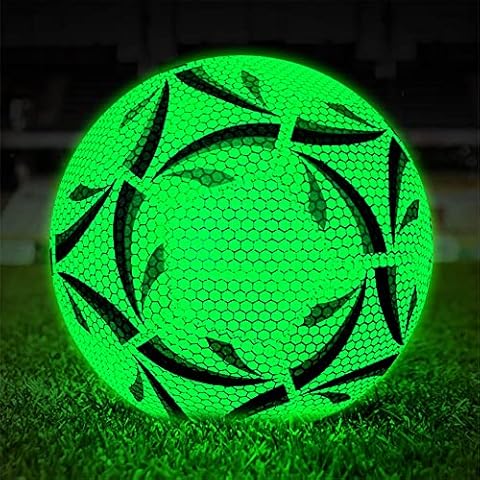 Nishiguang Reflective Football Holographic Football Glowing Football Fluorescent Ball, Glowing in the Dark by Light Reflection, Size 4/5 Standard Practice Training Football Cover