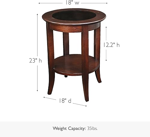 Miniatura 2 de Leick Home 10036 Mesa auxiliar redonda de cristal con estante, cereza chocolate y vidrio tintado Roble chocolate/vidrio,Gris (rustic gray),Roble