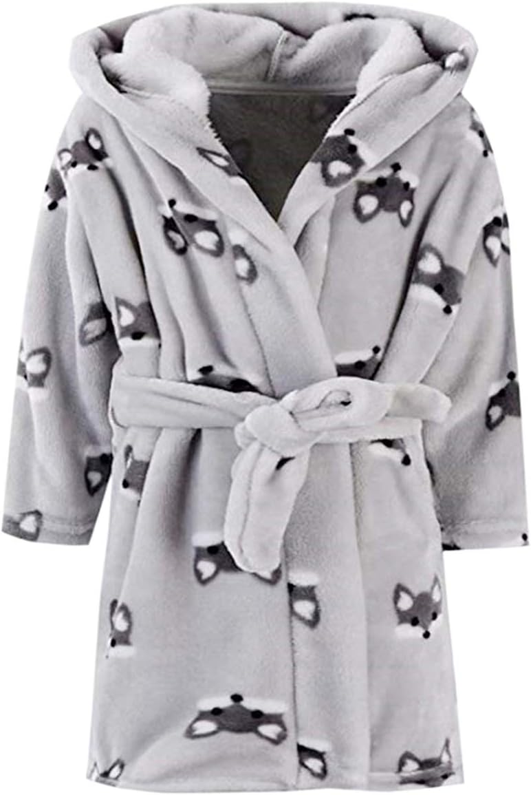 Girls Robe, Fleece Hooded Robe for Girls, 12 Months - 18 Years