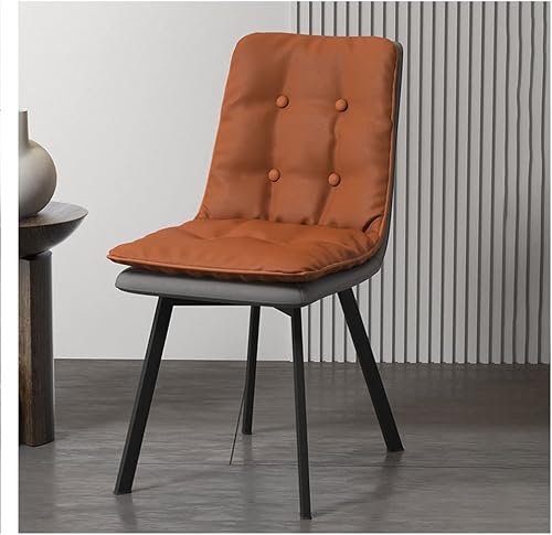 WDSOPK Ergonomic Wrought Iron Leather Chair with Comfort Back and Cushion for Managerial Office Armless and Firm Seat Support(Brown-A)