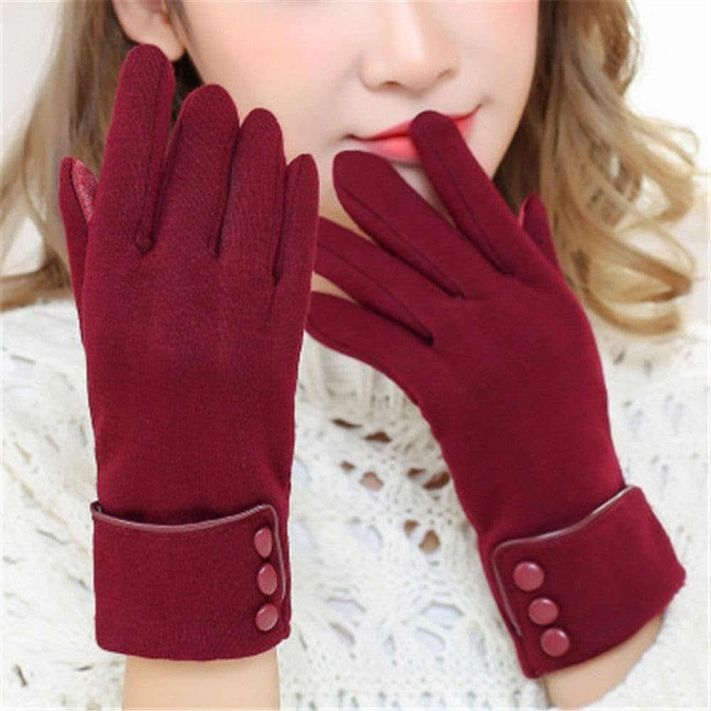 Guantes cálidos for mujer, guantes térmicos con forro polar y dedos completos, guantes cálidos de algodón for pantalla táctil