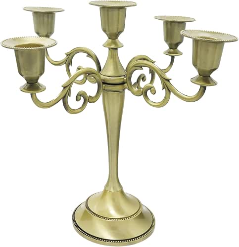 Bronze Candle Holder，5 Arms Metal Candle Holders for Taper Candles（10.6