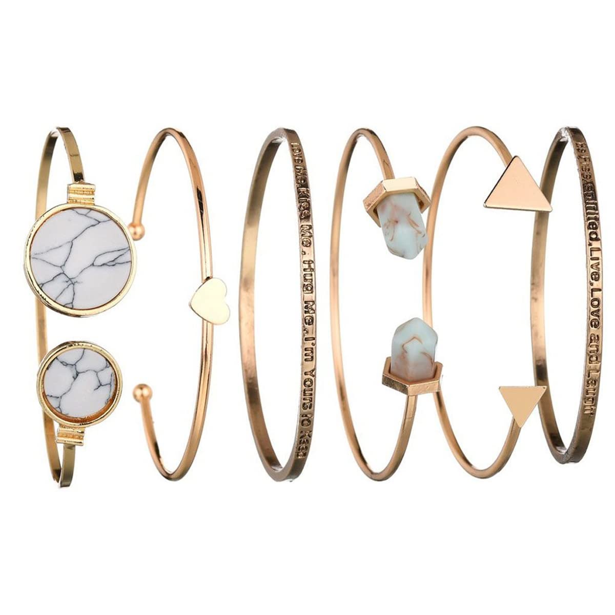 Jewels Galaxy Gold Toned & Gold Plated Set of 6 Contemporary Stackable Korean Bracelet Set with Quotes For Women and Girls (CT-BNG-49186) (B0BRBKJ4LL) Amazon Price History, Amazon Price Tracker