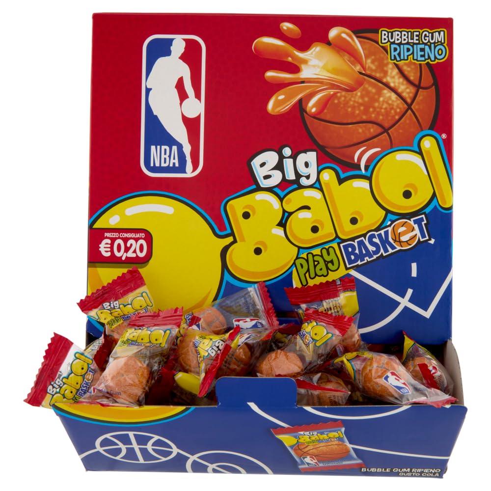 Big Babol Play Basket, Chewing Gum morbido, Gusto Cola, senza Glutine, Confezione da 200 Gomme da Masticare Monoporzione, Incartate Singolarmente da Condividere, per Feste e Compleanni Bambini
