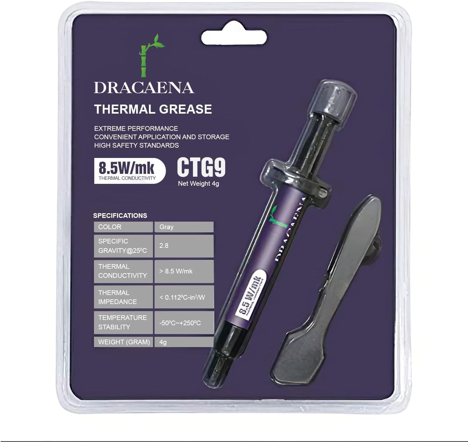 Dracaena - Paquete de 5 unidades de pasta compuesta térmica (4 gramos), a base de carbono, de alto rendimiento, pasta disipadora de calor, CPU compuesta térmica para todos los enfriadores, material de