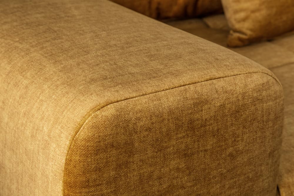 riess-ambiente.de Extravagantes XXL Sofa ELEGANCIA 285cm senfgelb Samt inkl. Kissen Bigsofa