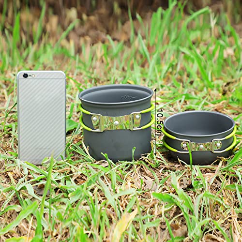 G4Free 2/4/13 Pcs Camping Cookware Mess Kit Hiking Backpacking Picnic Cooking Bowl Non Stick Pot Knife Spoon Set #TOP3