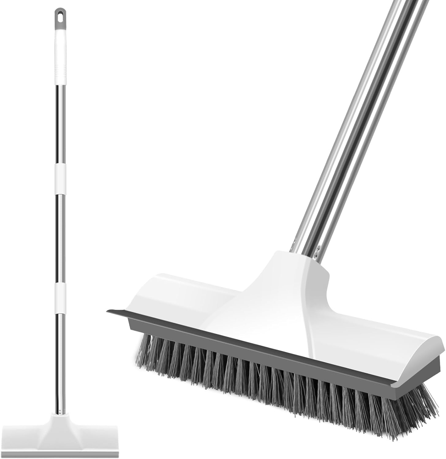 Bathroom Cleaning Brush with Wiper 2 in 1Tiles Cleaning Brush Floor Scrub Bathroom Brush with Long Handle 120° Rotate-image-39