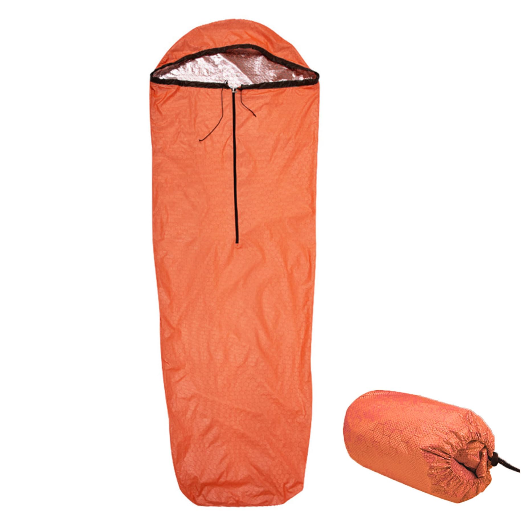 Orange Notfall-Schlafsack, Leichter Rucksack-Schlafsack, wasserdichter Biwaksack, Wiederverwendbare Notfalltaschen für das Überleben, tragbares Überleben für den Außenbereich..