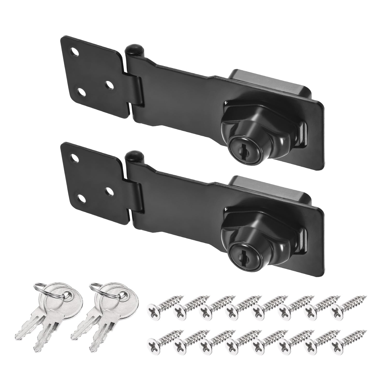 PATIKIL Keyed Hasp Locks 2Pack 4" Twist Knob Locking Hasp Zinc Alloy Black