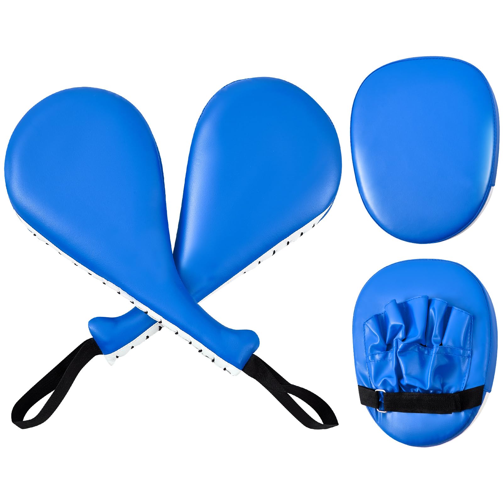 Poen 4 Pcs Taekwondo Kick Pads Set with Focus Mitts and Double Kick Paddle, Martial Arts Training Equipment for Kids Adults, Karate Kickboxing Punching and Kicking Practice Gear
