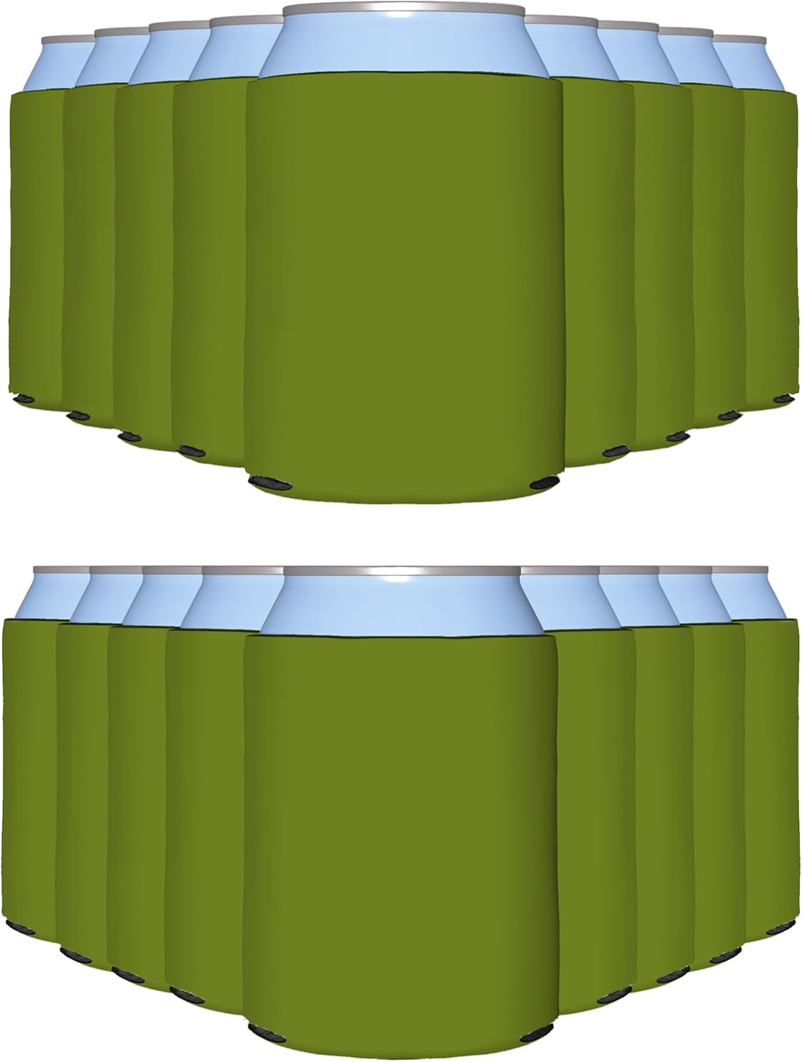 PartyPrints 1000 Pack Olive Blank Can Cooler Sleeves, Customizable Bulk Sublimation Can Coolers, Extra-Thick Collapsible Drink Insulator Sleeve, Beer Can Coolers for Party Beverages